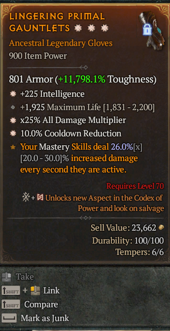Legendary Gloves Int(GA) AD(GA) CDR// S13 24/7 Online Acc#1C629