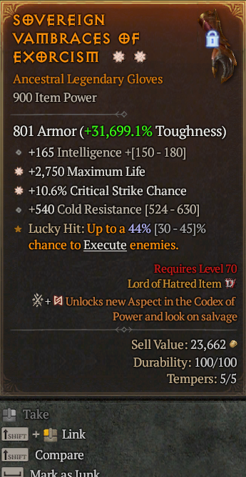 Legendary Gloves Life/HP(GA) CC(GA) // S13 24/7 Online Acc#1C636