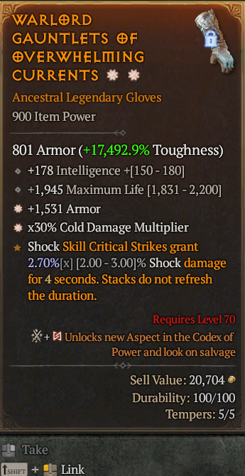 Legendary Gloves Armor(GA) Cold Multi(GA) // S13 24/7 Online Acc#1C651