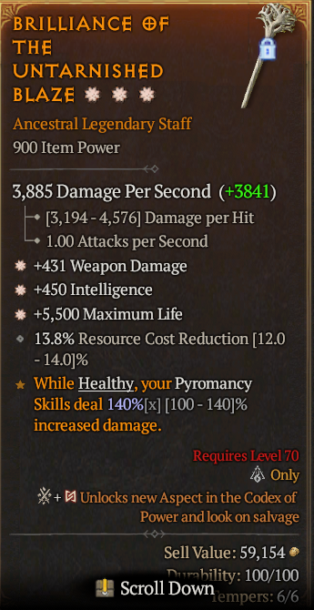 Legendary Staff Weapon Dmg(GA) Int(GA) Life/HP// S13 24/7 Online Acc#1C652