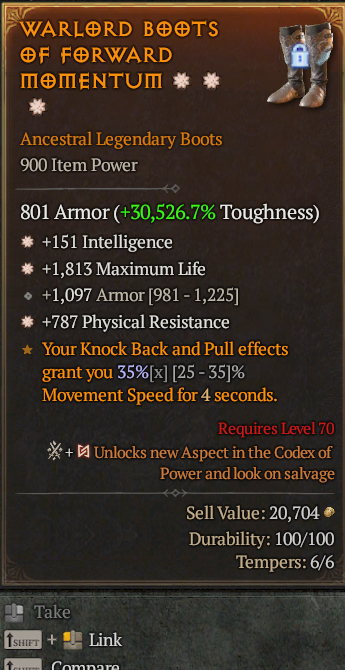 Legendary Boots Int(GA) Life/HP(GA) Phys Res// S13 24/7 Online Acc#1C655