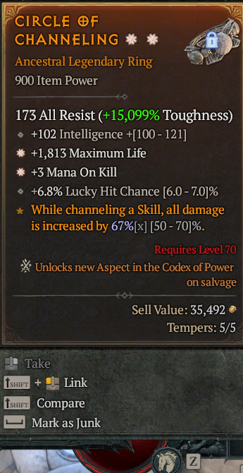 Legendary Ring Life/HP(GA) Mana/Kill(GA) // S13 24/7 Online Acc#1C657