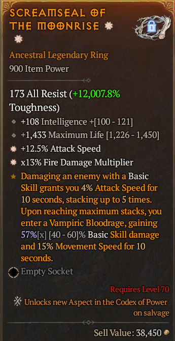 Legendary Ring IAS/AS(GA) Fire Multi(GA) // S13 24/7 Online Acc#1C6510