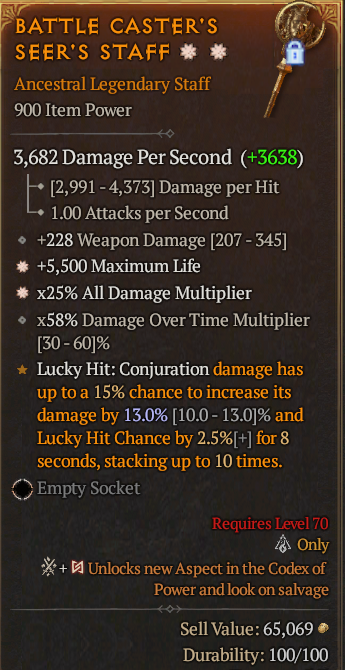Legendary Staff Life/HP(GA) AD(GA) // S13 24/7 Online Acc#1C713