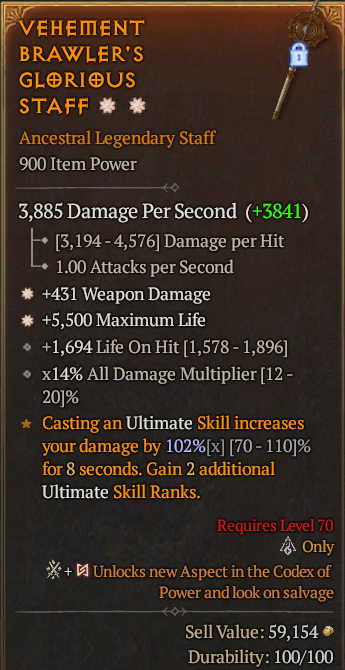Legendary Staff Weapon Dmg(GA) Life/HP(GA) // S13 24/7 Online Acc#1C717