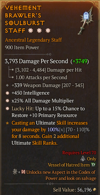 Legendary Staff Weapon Dmg(GA) Int(GA) AD(GA)/Lucky 15% Res(GA)/ S13 24/7 Online Acc#1C718