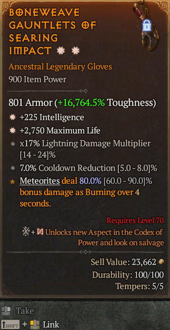 Legendary Gloves Int(GA) Life/HP(GA) // S13 24/7 Online Acc#1C724