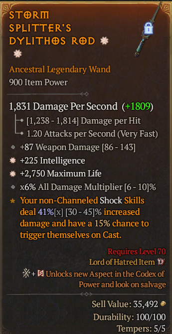 Legendary Wand Int(GA) Life/HP(GA) // S13 24/7 Online Acc#1C735