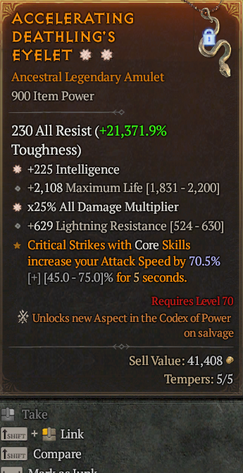 Legendary Amulet Int(GA) AD(GA) // S13 24/7 Online Acc#1C7310