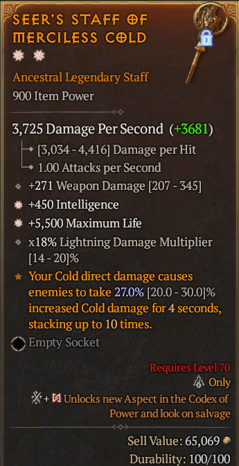 Legendary Staff Int(GA) Life/HP(GA) // S13 24/7 Online Acc#1C742