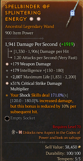 Legendary Wand Weapon Dmg(GA) CDM(GA) // S13 24/7 Online Acc#1C746