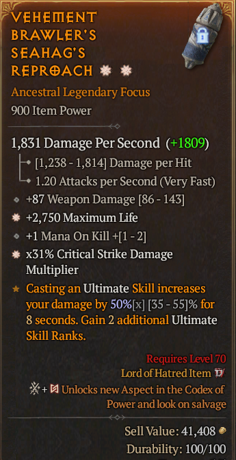 Legendary Focus Life/HP(GA) CDM(GA) // S13 24/7 Online Acc#1C755