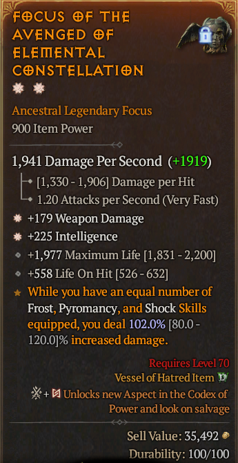 Legendary Focus Weapon Dmg(GA) Int(GA) // S13 24/7 Online Acc#1-King21