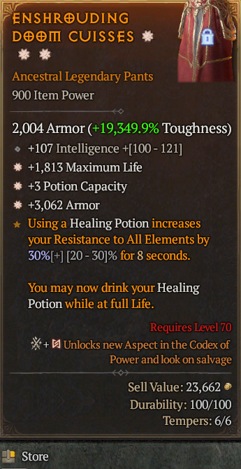 Legendary Pants Life/HP(GA) Pot(GA) Armor// S13 24/7 Online Acc#1-King34