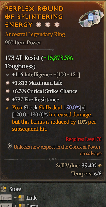 Legendary Ring Life/HP(GA) CC(GA) Fire Res// S13 24/7 Online Acc#1-King38
