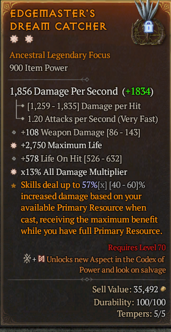 Legendary Focus Life/HP(GA) AD(GA) // S13 24/7 Online Acc#1-King310