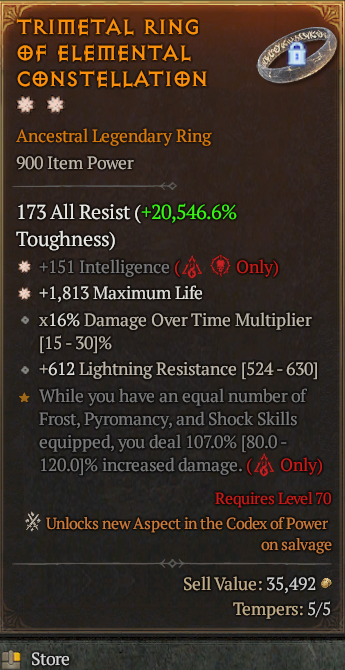 Legendary Ring Int(GA) Life/HP(GA) // S13 24/7 Online Acc#1-Kingg11