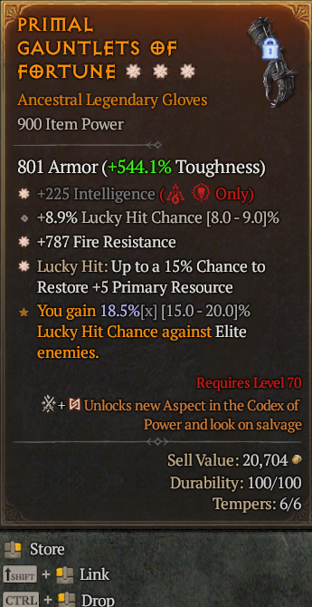 Legendary Gloves Int(GA) Fire Res(GA) // S13 24/7 Online Acc#1-Kingg12