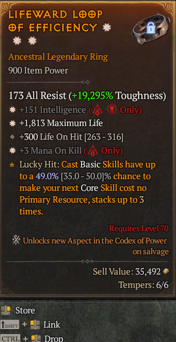 Legendary Ring Int(GA) Life/HP(GA) // S13 24/7 Online Acc#1-Kingg13