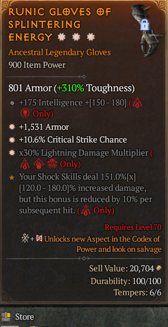 Legendary Gloves Armor(GA) CC(GA) Lightning Multi// S13 24/7 Online Acc#1-Kingg17