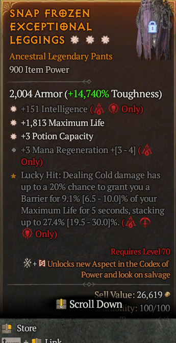 Legendary Pants Int(GA) Life/HP(GA) Pot// S13 24/7 Online Acc#1-Kingg21