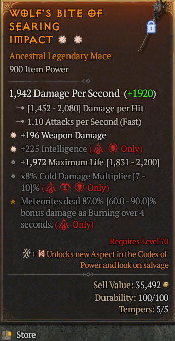 Legendary Mace Weapon Dmg(GA) Int(GA) // S13 24/7 Online Acc#1-Kingg24