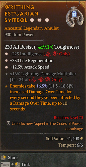 Legendary Amulet Int(GA) Regen(GA) IAS/AS// S13 24/7 Online Acc#1-Kingg211