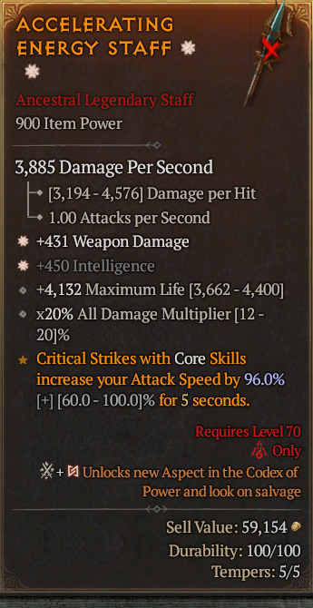 Legendary Staff Weapon Dmg(GA) Int(GA) // S13 24/7 Online Acc#1-Kingg35