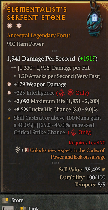 Legendary Focus Weapon Dmg(GA) Int(GA) // S13 24/7 Online Acc#1-Kingg36