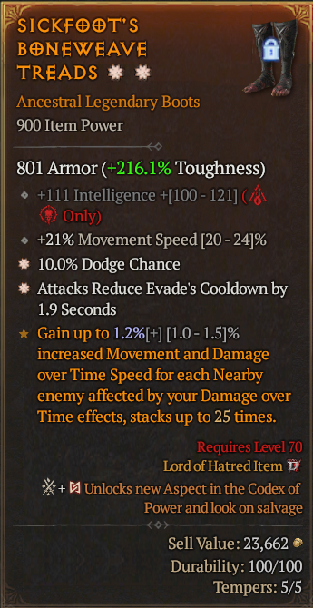 Legendary Boots Dodge(GA) Evade Reduct(GA) // S13 24/7 Online Acc#1-Kinggg11