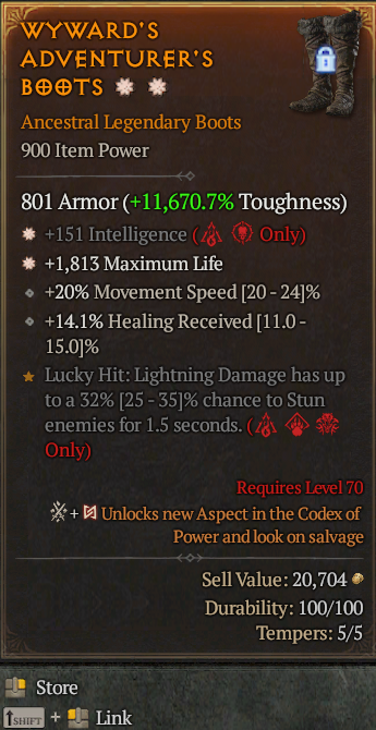 Legendary Boots Int(GA) Life/HP(GA) // S13 24/7 Online Acc#1-Kinggg12