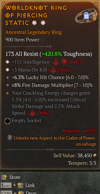 Legendary Ring Int(GA) Mana/Kill(GA) // S13 24/7 Online Acc#1-Kinggg17