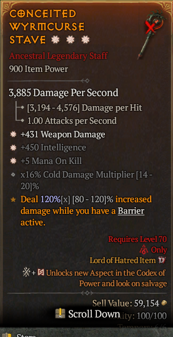 Legendary Staff Weapon Dmg(GA) Int(GA) Mana/Kill// S13 24/7 Online Acc#1-Kinggg25