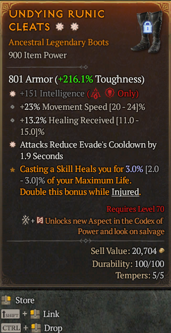 Legendary Boots Int(GA) Evade Reduct(GA) // S13 24/7 Online Acc#1-Kinggg29