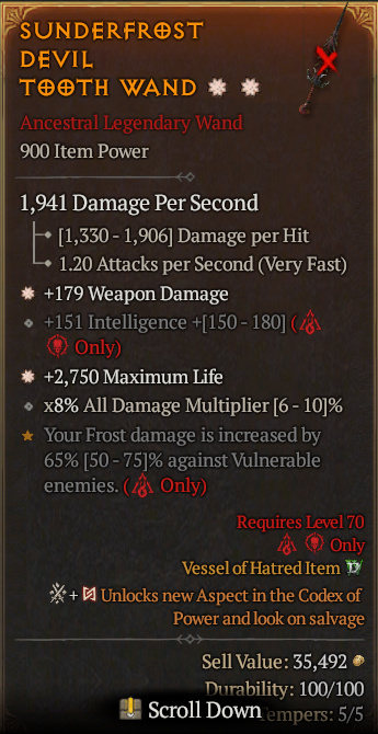 Legendary Wand Weapon Dmg(GA) Life/HP(GA) // S13 24/7 Online Acc#1-Kinggg211