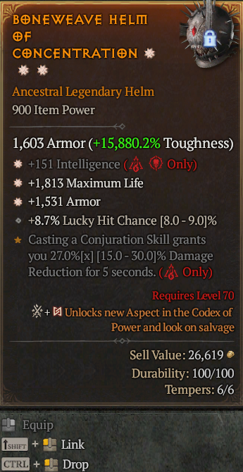 Legendary Helm Int(GA) Life/HP(GA) Armor// S13 24/7 Online Acc#1-Kinggg34