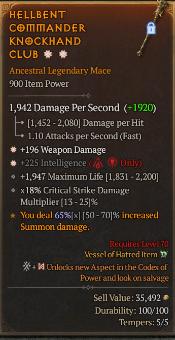 Legendary Mace Weapon Dmg(GA) Int(GA) // S13 24/7 Online Acc#1-Kinggg39