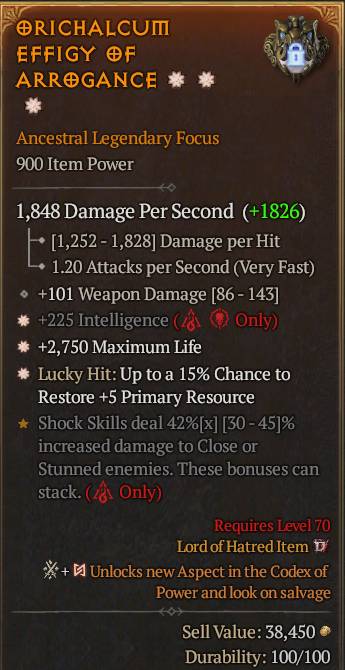 Legendary Focus Int(GA) Life/HP(GA) Lucky 15% Res// S13 24/7 Online Acc#1-Legendary416