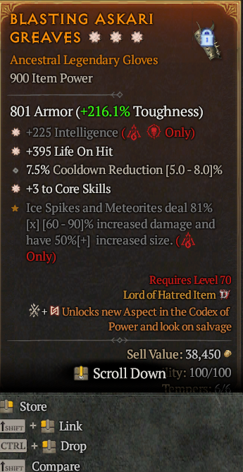 Legendary Gloves Int(GA) LoH(GA) Core// S13 24/7 Online Acc#1-Legendary418