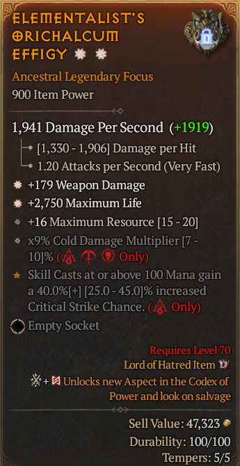 Legendary Focus Weapon Dmg(GA) Life/HP(GA) // S13 24/7 Online Acc#1-Legendary424