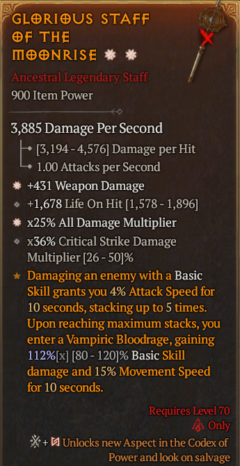 Legendary Staff Weapon Dmg(GA) AD(GA) // S13 24/7 Online Acc#1-Legendary425