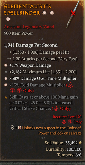 Legendary Wand Weapon Dmg(GA) DoT Multi(GA) // S13 24/7 Online Acc#1-Legendary426
