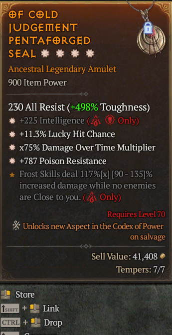 Legendary Amulet Int(GA) Lucky(GA) DoT Multi(GA)/Poison Res(GA)/ S13 24/7 Online Acc#1-Legendary4210