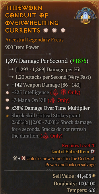 Legendary Focus Int(GA) Mana/Kill(GA) DoT Multi// S13 24/7 Online Acc#1-Legendary4211
