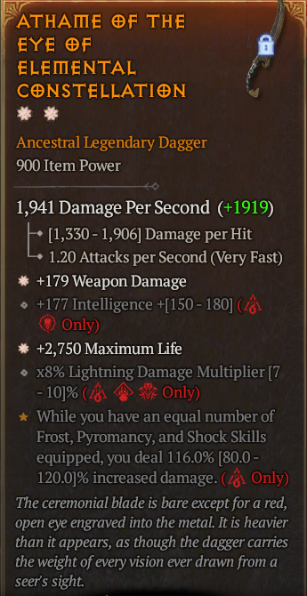 Legendary Dagger Weapon Dmg(GA) Life/HP(GA) // S13 24/7 Online Acc#1-Legendary431