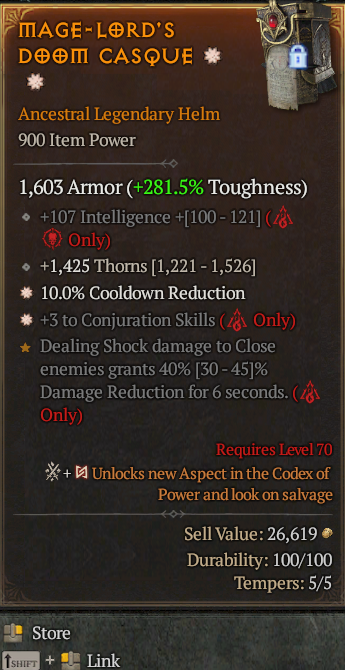 Legendary Helm CDR(GA) Conjuration(GA) // S13 24/7 Online Acc#1-Legendary513