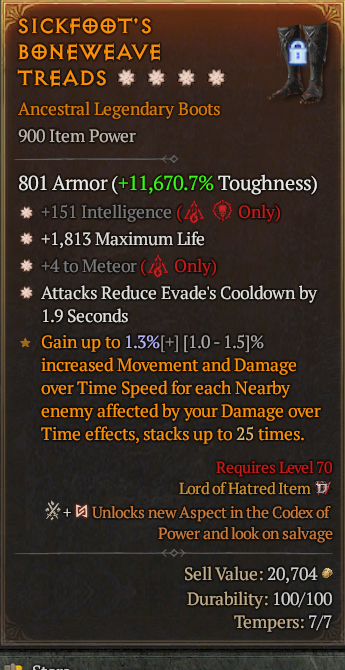 Legendary Boots Int(GA) Life/HP(GA) Meteor(GA)/Evade Reduct(GA)/ S13 24/7 Online Acc#1-Legendary514