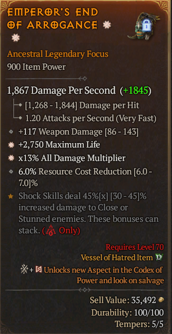 Legendary Focus Life/HP(GA) AD(GA) // S13 24/7 Online Acc#1-Legendary524