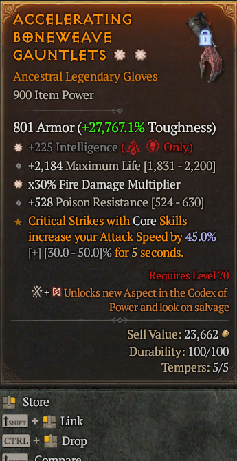 Legendary Gloves Int(GA) Fire Multi(GA) // S13 24/7 Online Acc#1-Legendary526