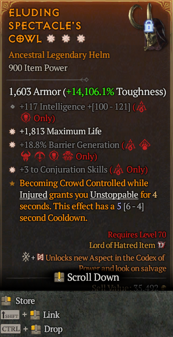 Legendary Helm Life/HP(GA) Barrier(GA) Conjuration// S13 24/7 Online Acc#1-Legendary532